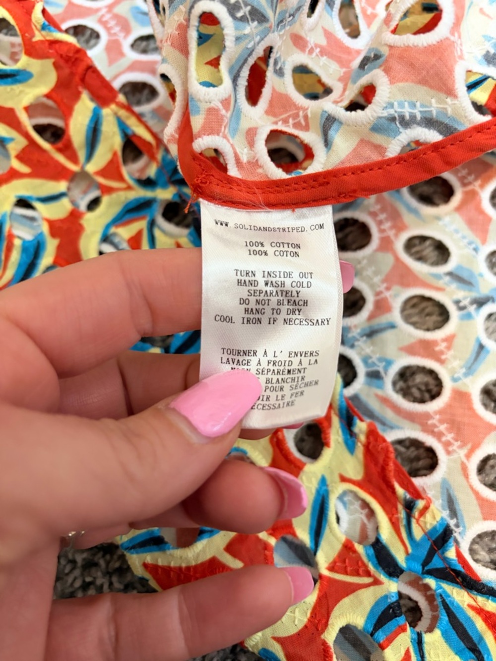Solid & Striped The Murphy Eyelet Skirt XS Orange Yellow Floral Cotton - Picture 5 of 5